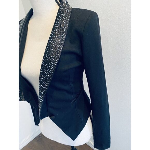 Beulah Black Blazer With Rhinestone Collar NWT Size Extra Small / Small - Picture 4 of 8